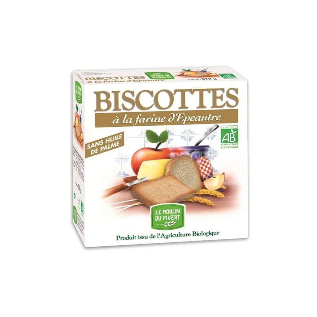 Biscottes Epeautre 270gr Le Moulin Du Pivert